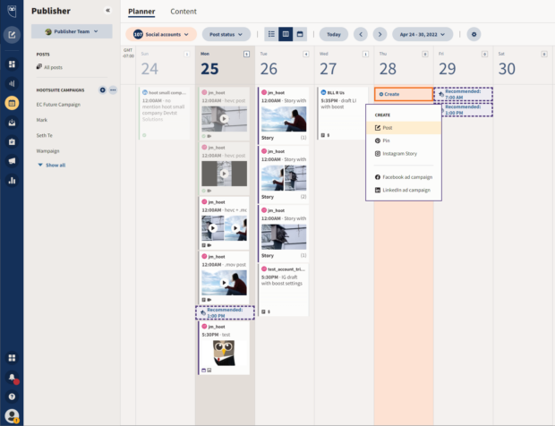 Hootsuite Planner中的instagram旋转木马