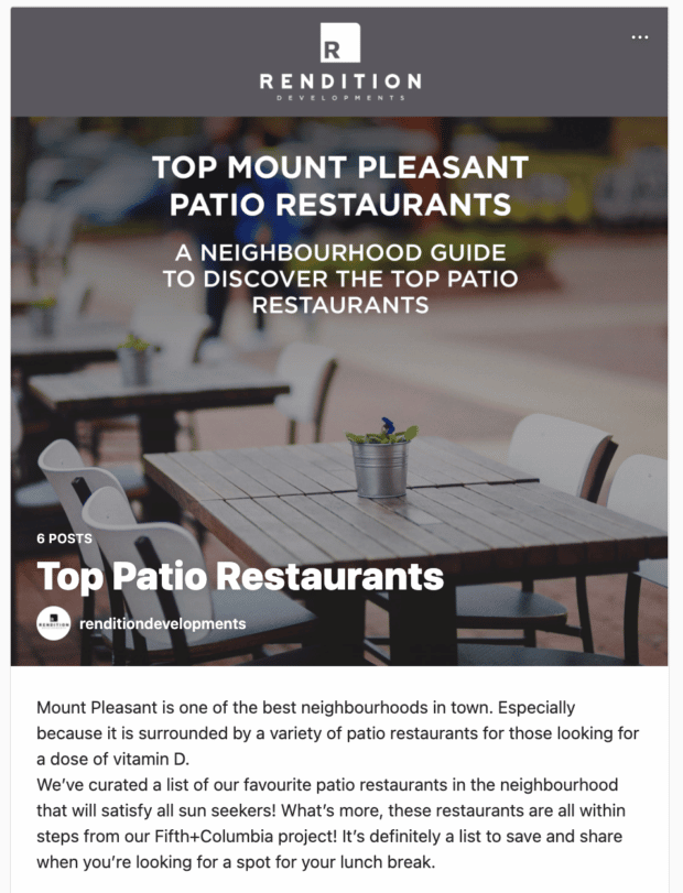 Rendition Developments Top Mount Pleasant Patio Restaurants