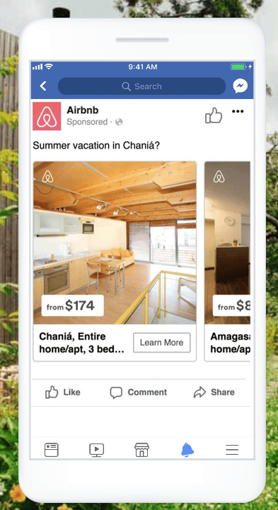 Airbnb Facebook旋转木马广告